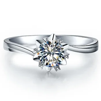 

Across Setting Snowflake Design 14Karat White Gold Jewelry Ring Solitaire Engagement Jewelry 1CT Female Ring for Girl
