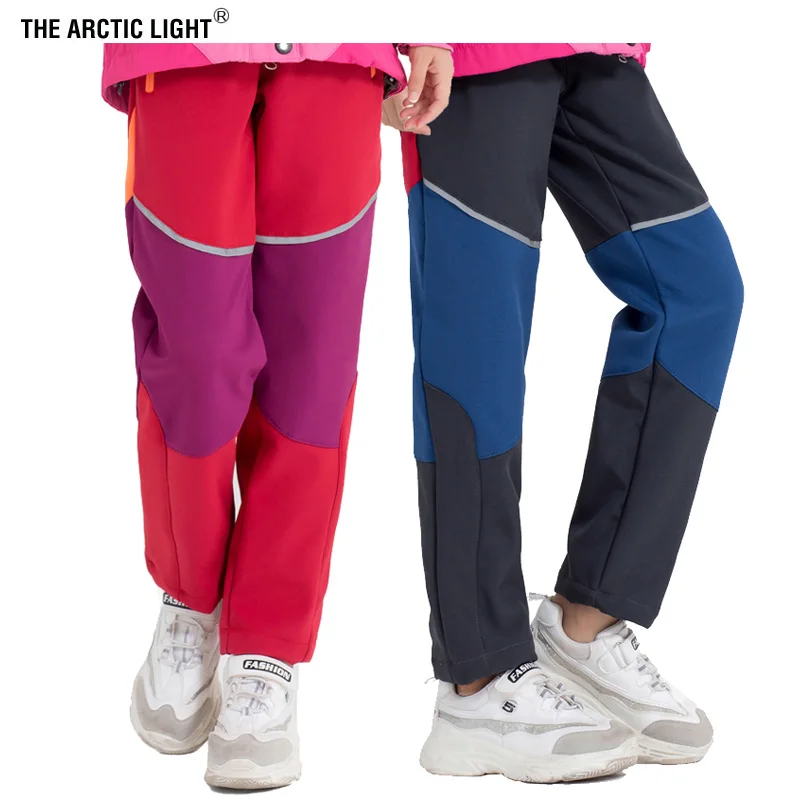 

THE ARCTIC LIGHT Waterproof Pants Kids Outdoor Windproof Softshell For Boys Girls Blue Red Winter Fleece Hiking Trouser Children