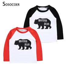 SOSOCOER/детская футболка для мальчиков весенне-осенняя одежда с рисунком медведя для малышей футболка с длинными рукавами для маленьких девочек