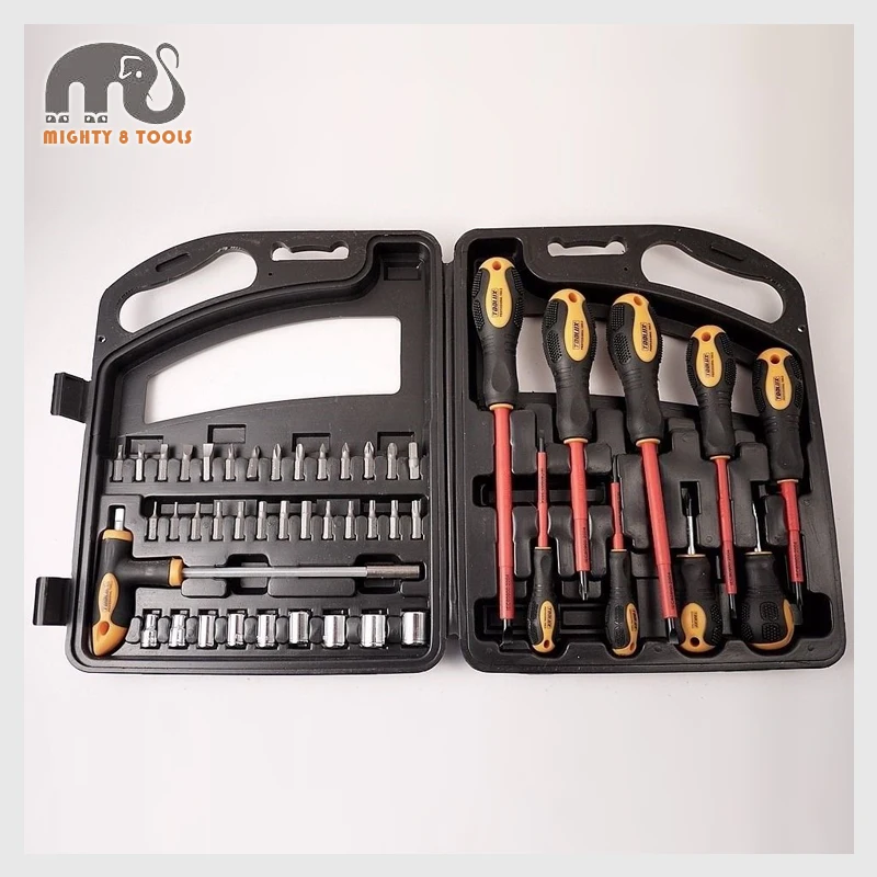 

Expert 46pc Kit 7pc DIN IEC 60900 AC1000V VDE Insulated Screwdriver+Socket&Bit Precision screwdriver set Chrome Vanadium steel