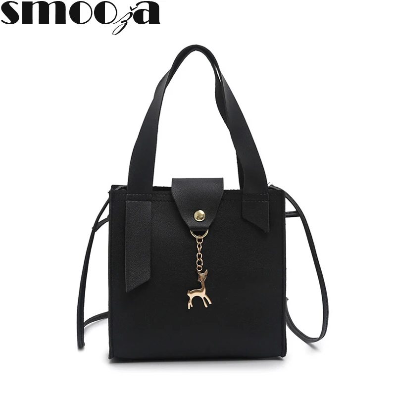 

SMOOZA Women's Deer Handbag Small lether Bucket Ladies Satchel Mini Shoulder Messenger Bags Simple Design CrossBody Bag