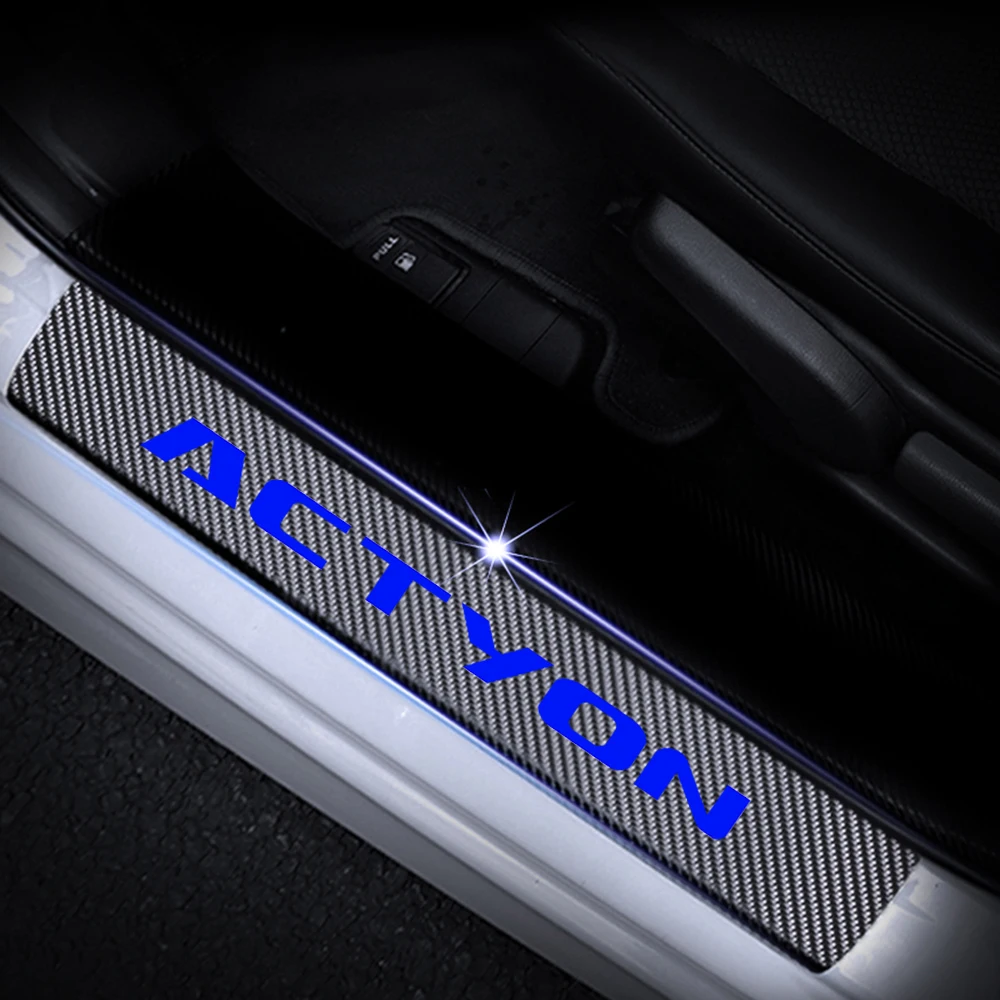 Для Ssangyong ACTYON защита порога Светоотражающая 4D Наклейка из углеродного волокна Защита для входа Накладка для автомобиля Стайлинг 4 шт