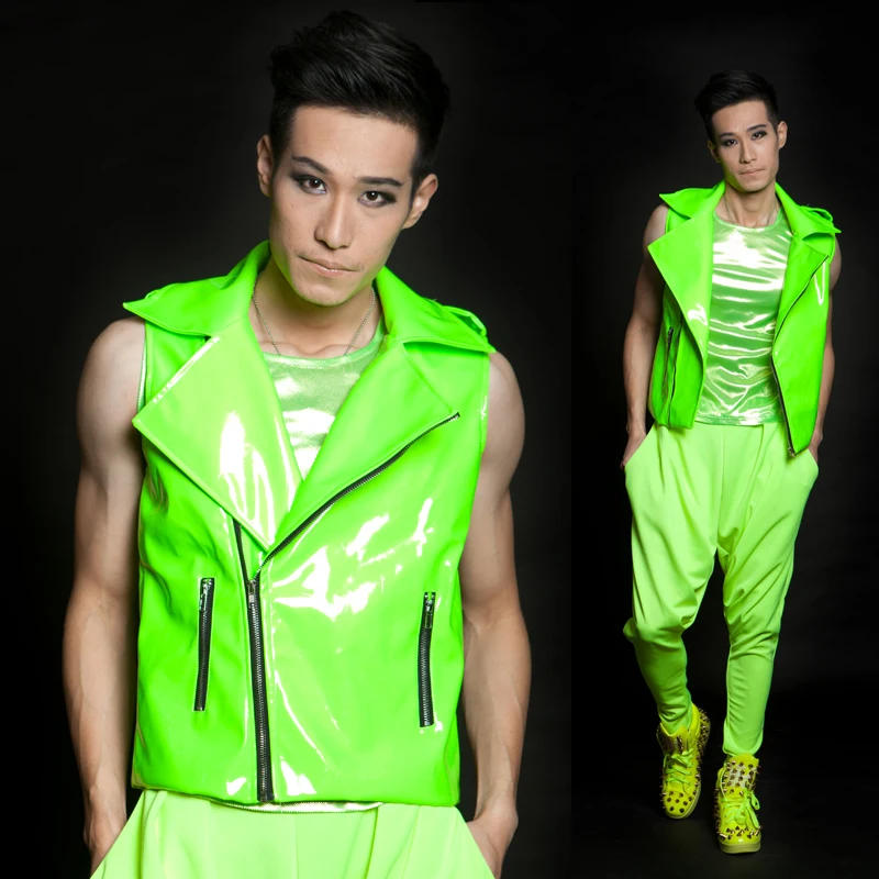 red and neon green outfit