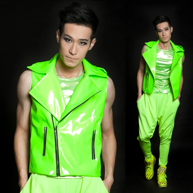 HOT !! Ds fashion men's brand stage singer clothing male neon green ...