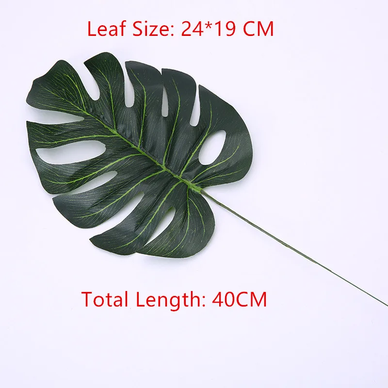 6 шт. большие искусственные листья монстеры пальмы зеленые пластиковые Листья Свадебные украшения DIY дешевые цветы размер листья растения