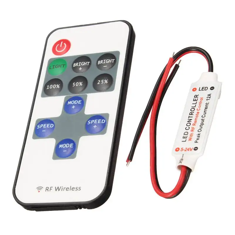 Mini 11Key Led Dimmer Switch Remote Controller RF Wireless 6A To