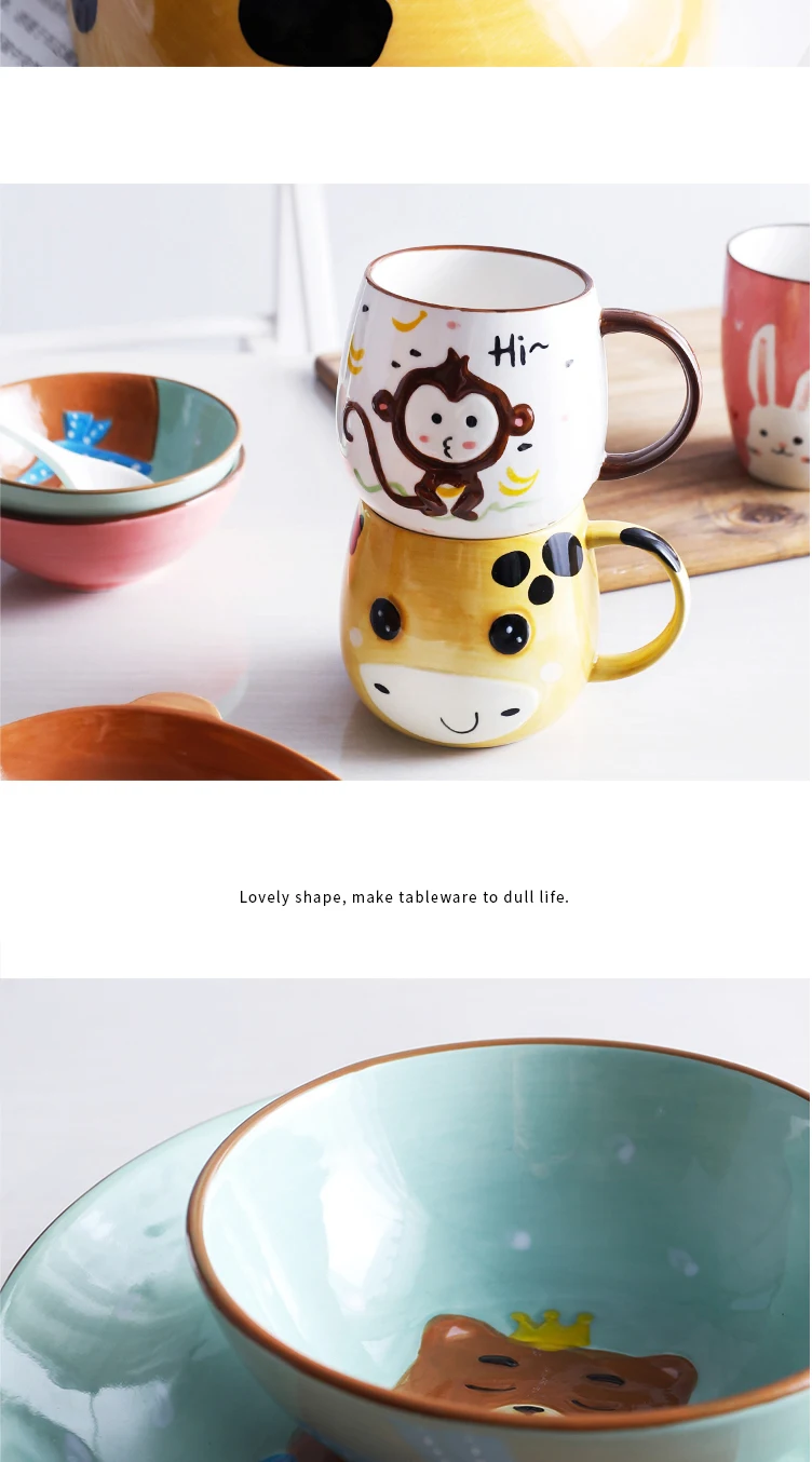Корейская посуда с милой обезьянкой, подлинный Цзиндэчжэнь, Китай, 5 дюймов, высококачественная керамическая посуда, стильный набор
