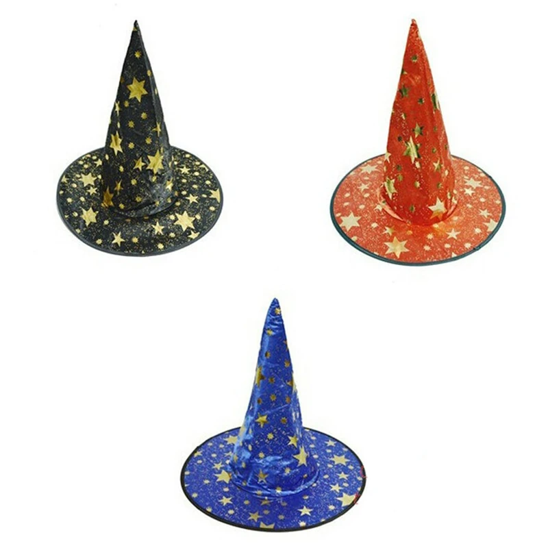 

Creative Halloween Accessories Witch Hat Costume Accessory Hexagonal Stars Print Cap Performance Props Party Supplies