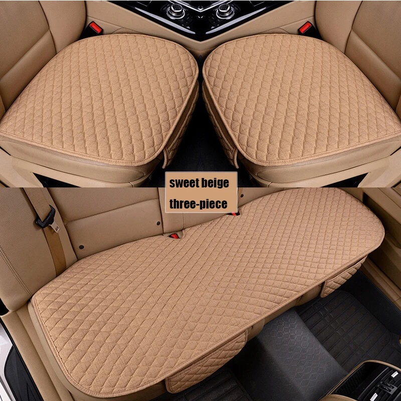 

Linen Fabric Car Seat Cover Four Seasons Front Rear Flax Cushion Breathable Protector Mat Pad Auto accessories Universal Size