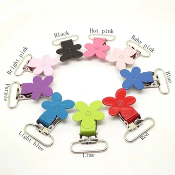 

20pcs clamp for suspender metal painted flower pacifier holder clip