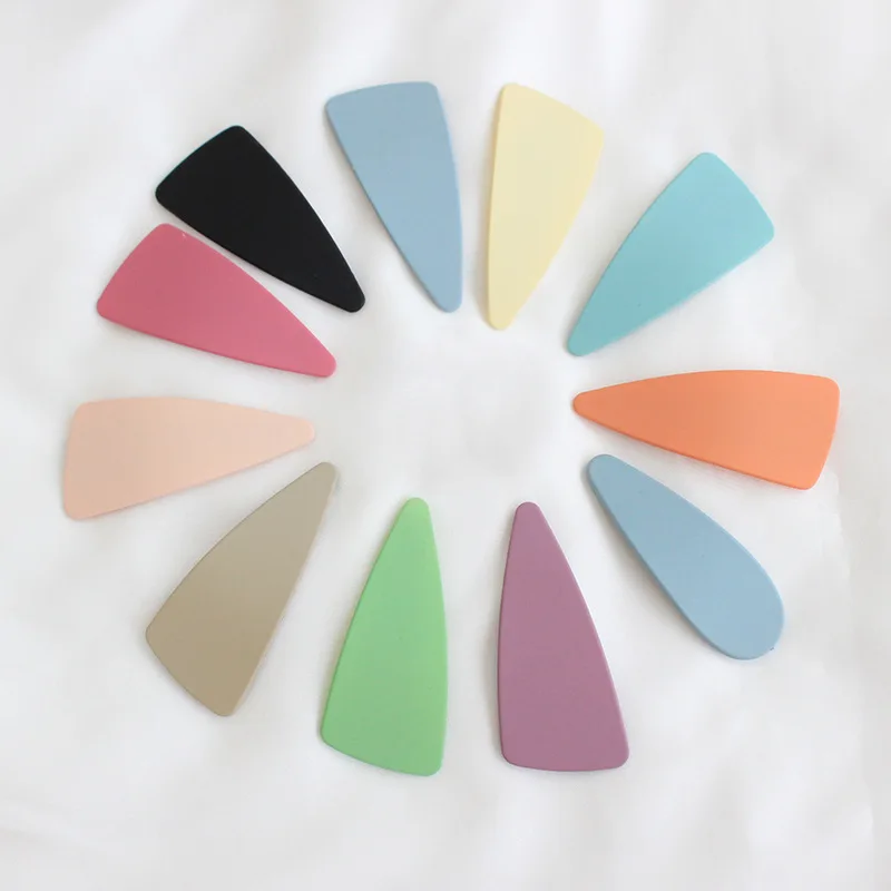 

6 Pcs/Pack Big Large Triangle Hair Clips Snap Acrylic Pastel Color Hairpins Barrettes for Girls' Kids Accessories