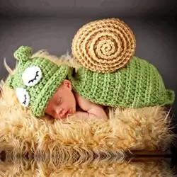Новорожденный ребенок Улитка руки вязать крючком реквизит для фото младенца Подставки для фотографий одежда Шапка-бини детская шерстяной