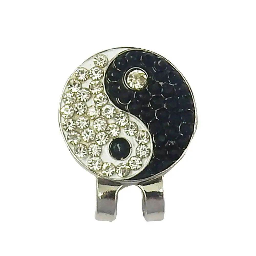 

Golf Ball Marker Golf Cap Clip Black White C229 Portable Practical Durable Rhinestone Hat Clip Club Decoration Course