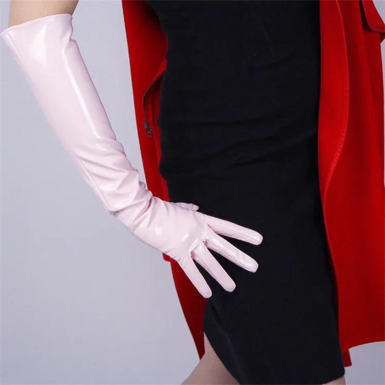 Женские перчатки из яркой лакированной кожи, женские перчатки из искусственной кожи для танцевальной вечеринки, кожаные розовые перчатки из искусственной кожи для косплея, P1370-11