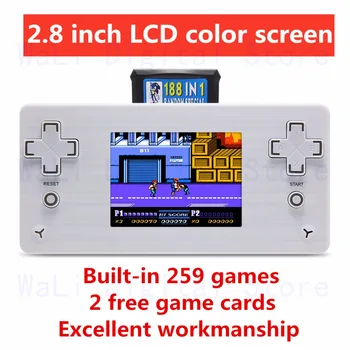 

2.8 inch New Video Game Console Retro Game Handheld Player Excellent workmanship Built In 259 Game with 2 game card For Kids Toy