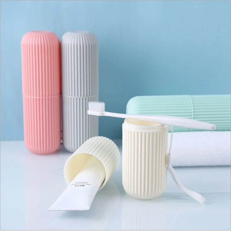 

2pcs Travel Brush Tooth Wash and Mouth Wash Cup Portable Set Creative Tooth Brush Box Tooth Tools Covered Barrel