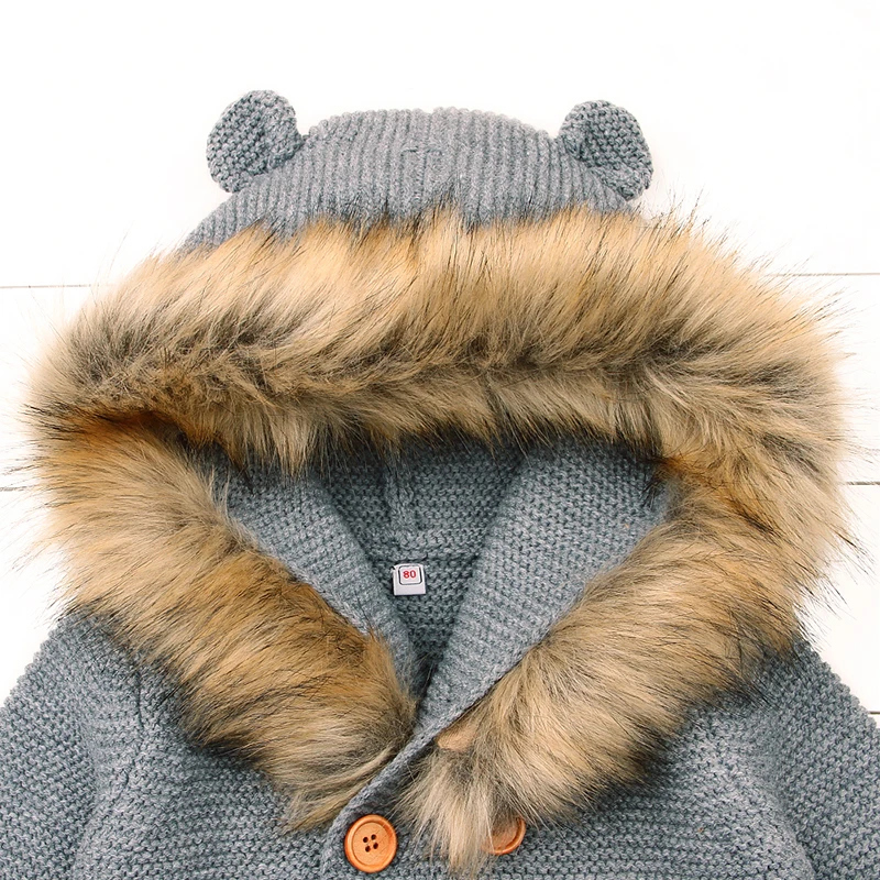 baby fur hood cardigan