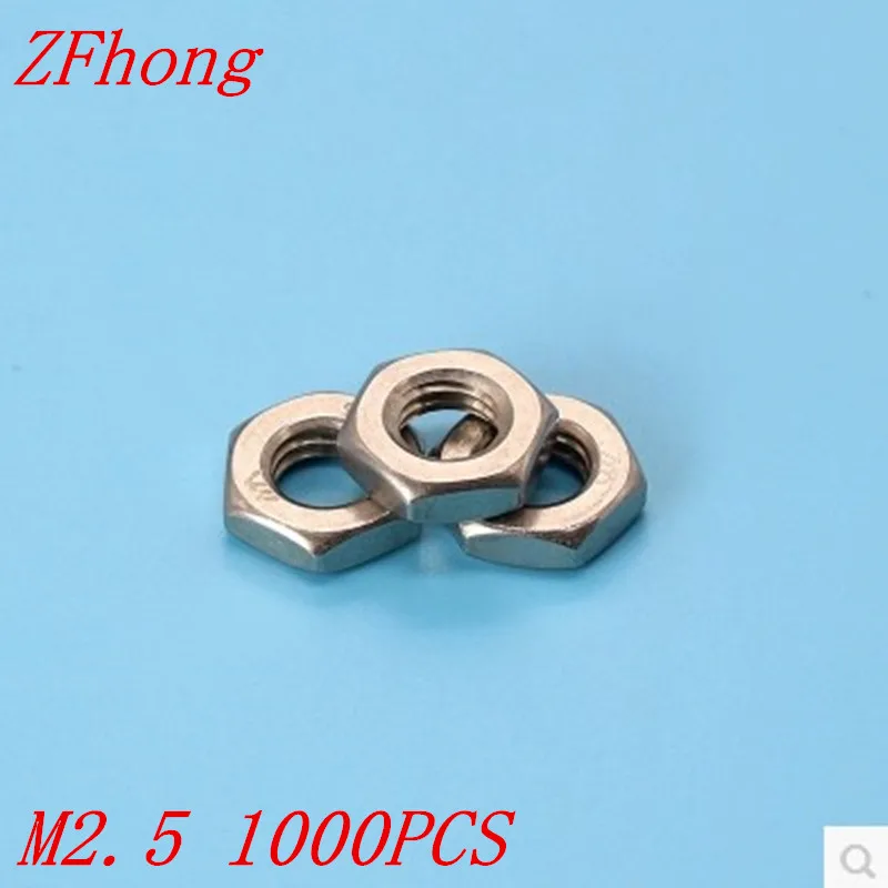 M2.5 (2.5mm) Half Hex Nuts Stainless Steel (A2) (Pack Of 20