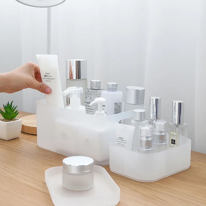  Desktop Makeup Organizer Cosmetics Storage Box Plastic Home Office Jewelry Storage Container Cosmet