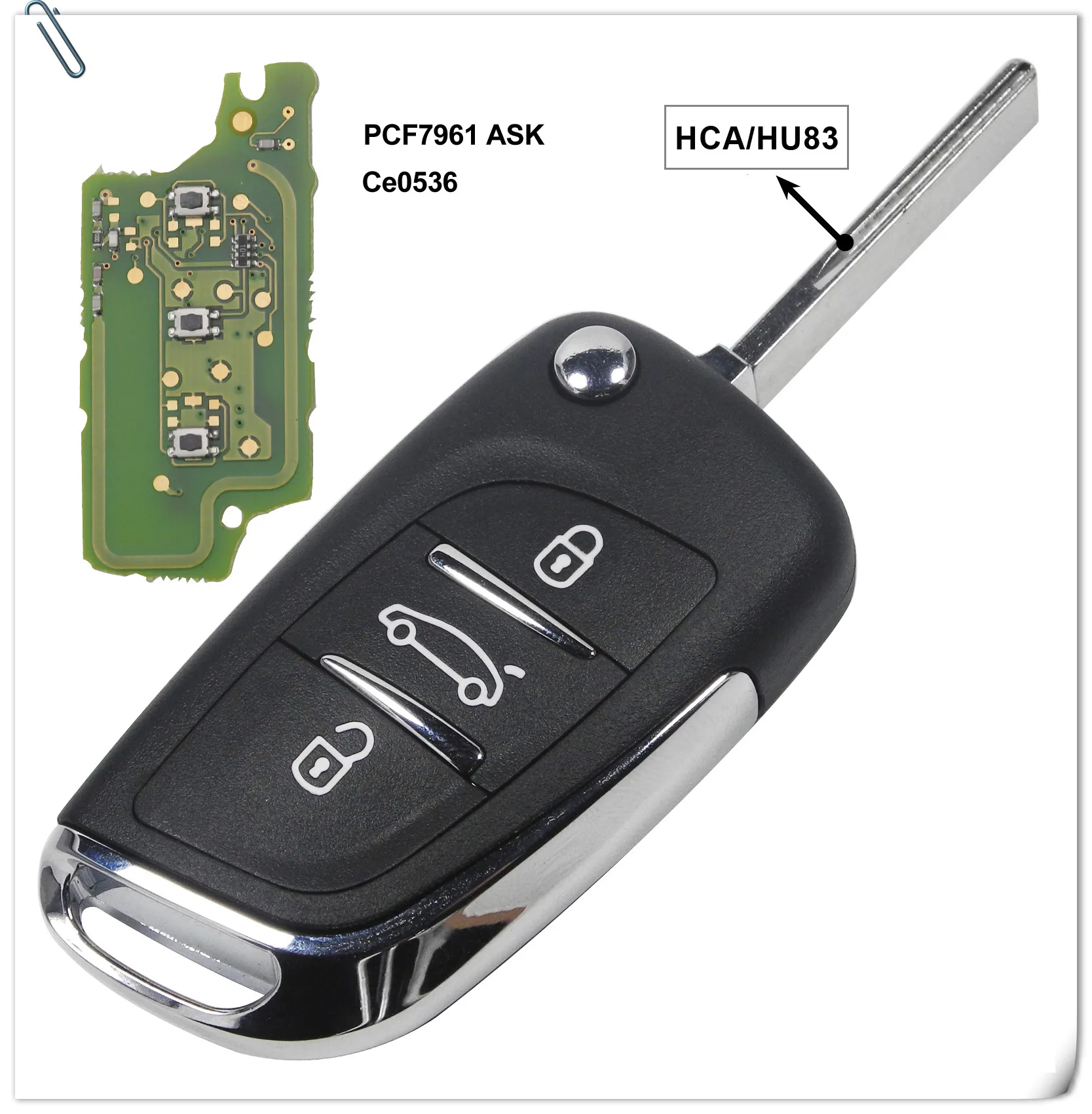 Jingyuqin 2/3 кнопки модифицированный Флип Ключа автомобиля для peugeot партнер 307 308 407 408 3008 ASK/FSK 433 МГц PCF7961 HU83/VA2 CE0536