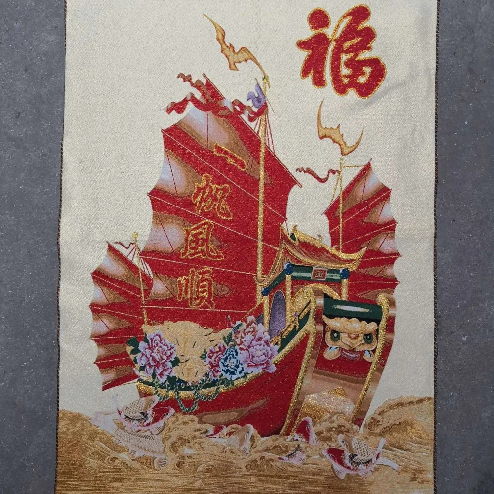 Китай старый Тибет шелк Thangka как висячая картина fengshui yifanfengshun 60x90m|Статуи и