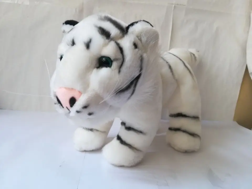 

about 38x20cm white tiger plush toy standing tiger very soft doll kid's toy, high quality goods birthday gift s2059