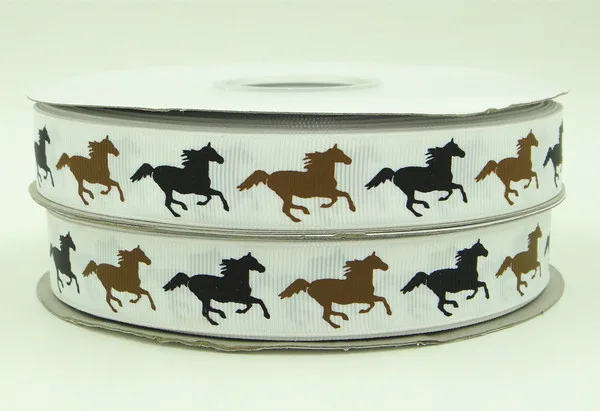 

wm 10 yards lot 7/8inch 22mm 140916017 horse design printed grosgrain ribbon