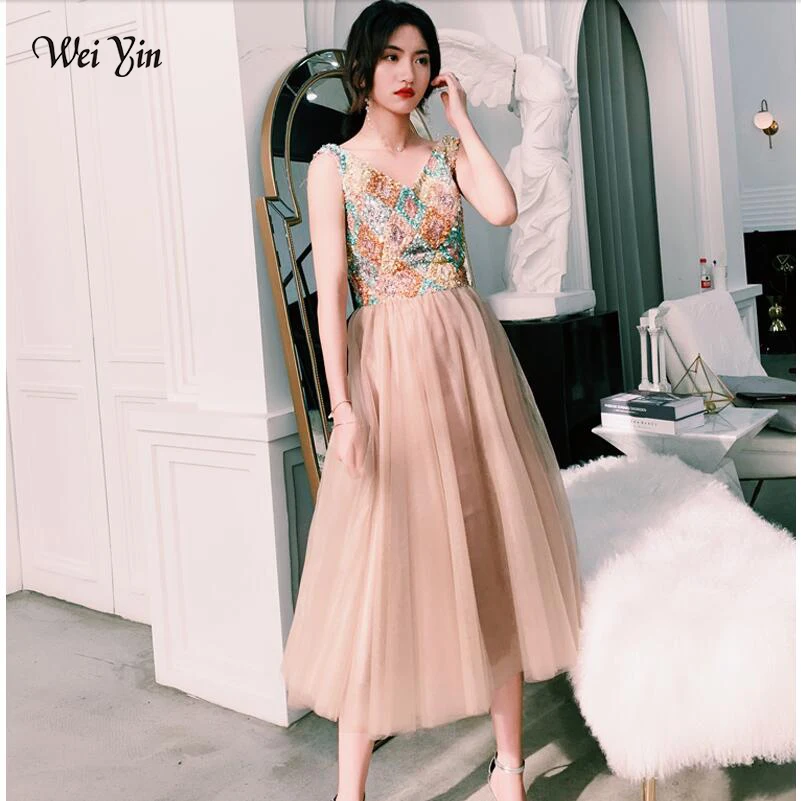 wei yin 2019 New Formal Evening Dresses Long Women Elegant Khaki V neck Sleeveless Empire Evening Dresses Robe De Soiree WY1715 wei yin 2019 New Formal Evening Dresses Long Women Elegant Khaki V neck Sleeveless Empire Evening Dresses Robe De Soiree WY1715