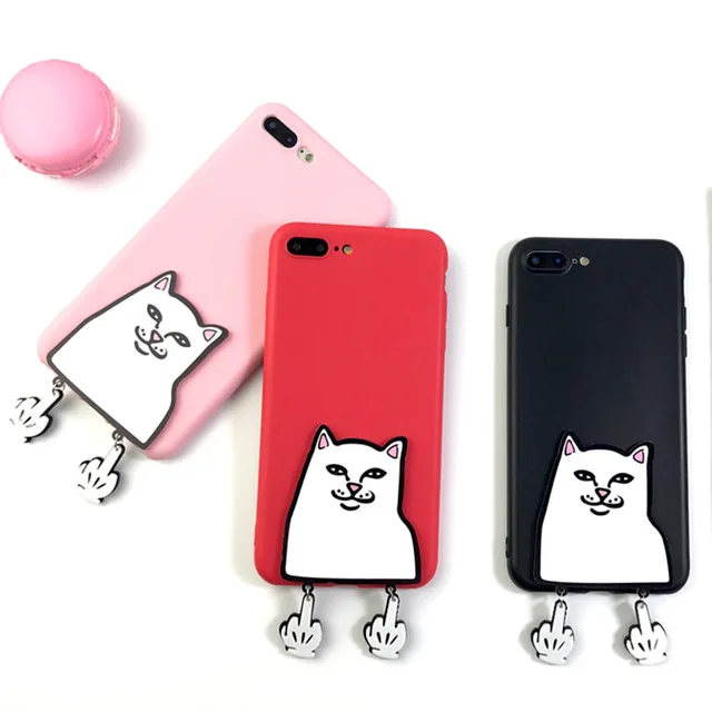 

For For Huawei Honor 9 4C Pro 5C 5X 6C 6A 6X 7C 7X 8 Lite 3D Case Cute Cartoon Middle Finger Cat Coque Soft Silicone Slim Cover