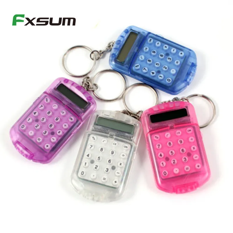 

Portable Folding Mini Calculator Transparent Key Ring Calculations Device Supply for Office School Finance Stationery