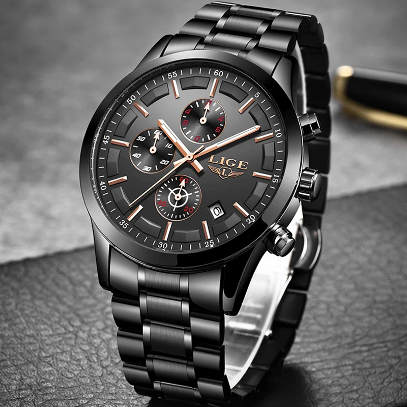Relojes 2018 часы мужские LIGE модные спортивные кварцевые Топ бренд класса люкс Бизнес