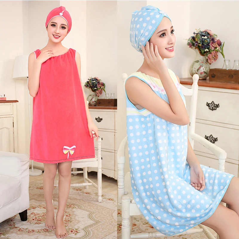 Cute Bathrobe Women Summer Wrapped Towel Headbands For Women Bademantel