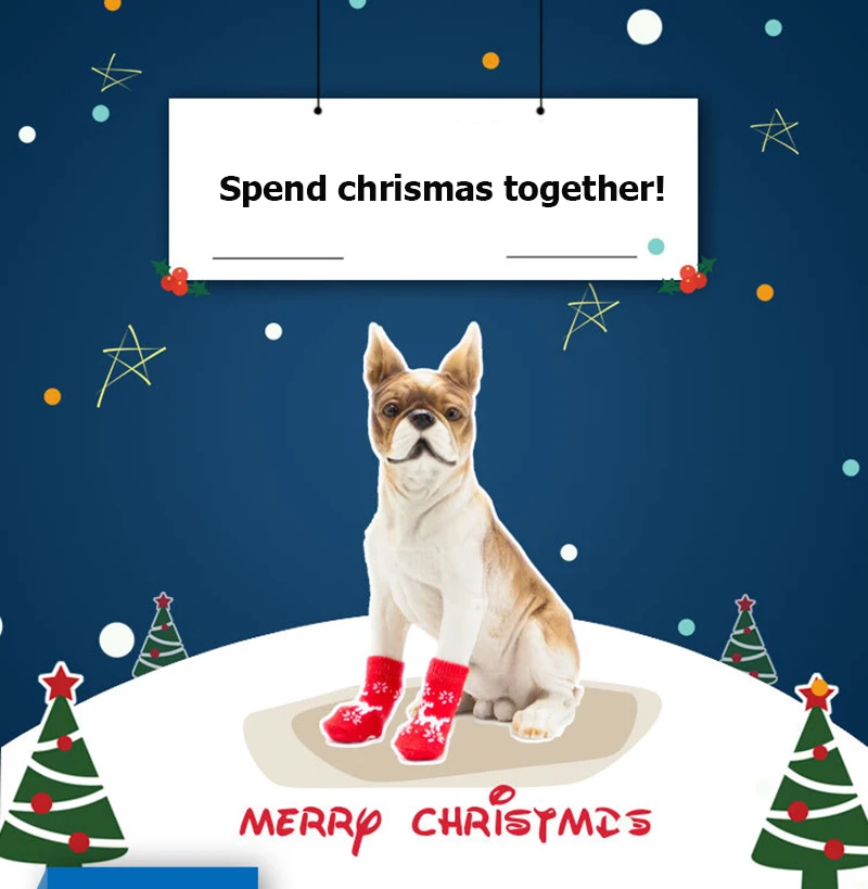 4 шт./компл. Носки для собак рождественских для домашних животных Нескользящие Носки для собак Щенок Indoor мягкого трикотажа Weave теплый носок для собак кошек Рождественский подарок