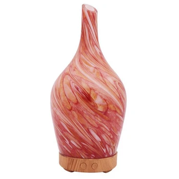 

3D Glass And Wood Grain 100Ml Ultrasonic Color Led Flash Oil Diffuser Air Humidifier(Us Plug)