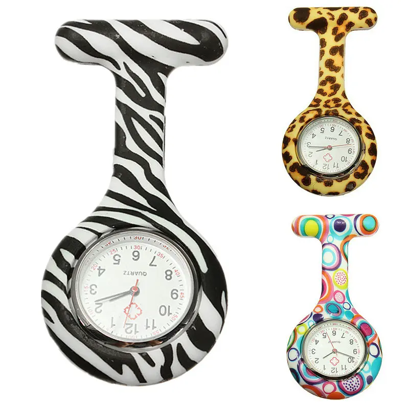 

Colorful Children Doctor Nurse Watches with Pin Fob Pocket Watches Flowers/Dot Design Watches 100pcs/lot