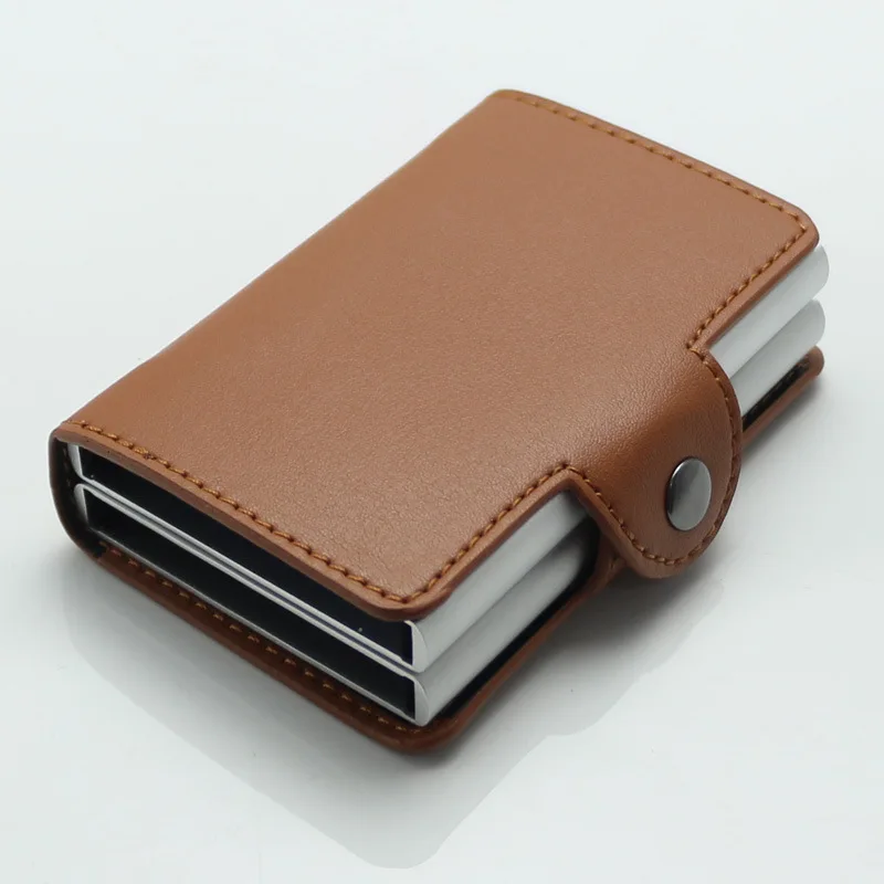 

Blast RFID Automatically Pop Up Double Aluminum Box Burglar Anti-magnetic Credit Card Card Box Wallet Real Pickup Bag 2019 New