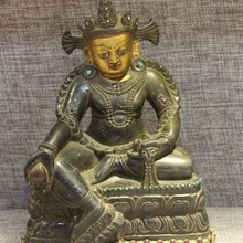 USPS в США S3340 Тибет Буддизм Храм Резной Камень Позолотой Черный Бог Богатства Маммоне Статуя Будды