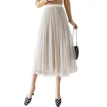 Faldas mujer moda бархатная плиссированная юбка винтажная Saia сетка юбки в стиле пэтчворк Женская эластичная высокая талия длинная юбка миди f473