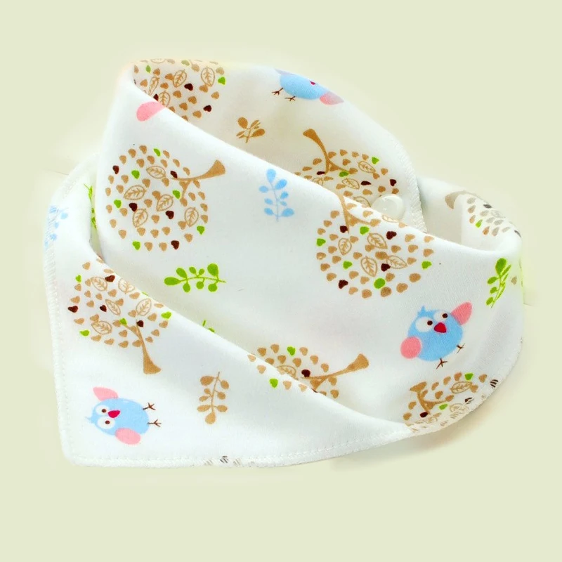 1Pcs Double Layers Cotton Baby Bibs Baby Bandana Bibs Burp Cloths Newborn Triangle Scarf character Animal Towel Stuff babador