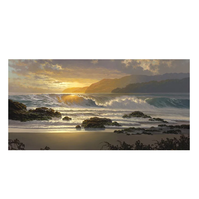 Закат пляж пейзаж стены Искусство Холст скандинавские плакаты и принты морская волна морской пейзаж Современная Настенная картина для гостиной - Цвет: PC2781