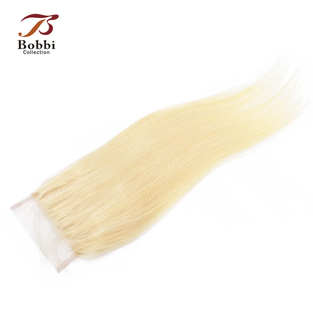 BOBBI коллекция цвет 613 закрытие Платина блонд прямые кружева закрытие бразильские Remy человеческие волосы 4x4 кружева Закрытие 8-20 дюймов