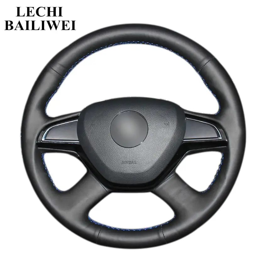 Вышитая вручную черная искусственная кожа для Skoda Citigo 2013 Fabia Rapid 2012 Octavia|Чехлы на