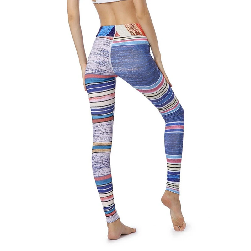 Colorvalue Retro Frosted Line Printed Yoga Pants Women Widen Waist Fitness Running Tights Stretchy Workout Sport Gym Leggings