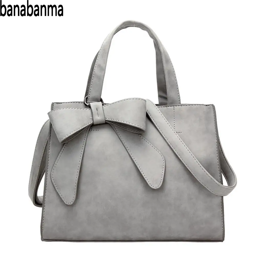 

Banabanma Women Handbag PU Bags Soft Leather Bowknot Handbag Simple Stylish Shoulder Crossbody Bags for Women 2018 ZK40