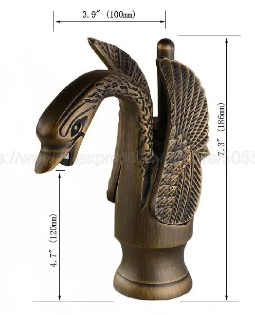 Bathroom Faucet Antique Brass Swan Shape Single Handle Wash Basin Bathroom Deck Mounted Tap znf087