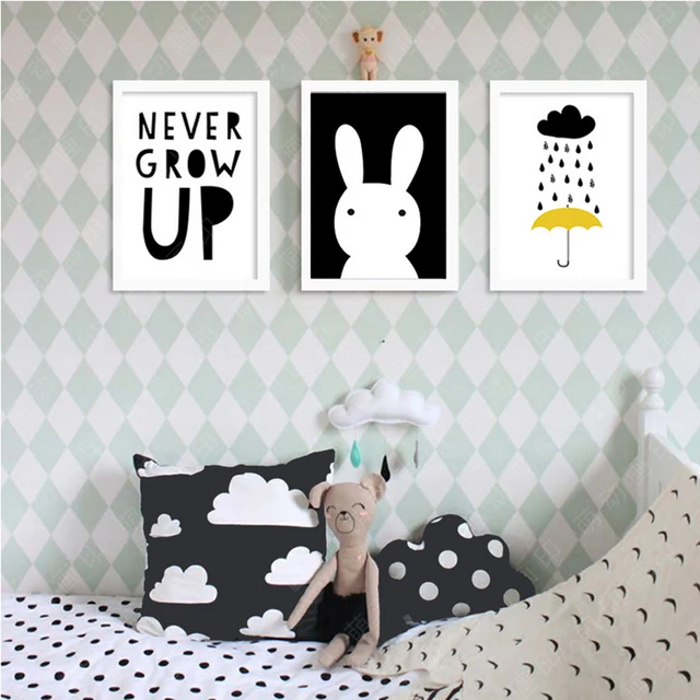 Never Grow Up Cartoon Canvas Paintings Nursery Posters And Prints Never Grow Up Cartoon Canvas Paintings Nursery Posters And Prints Nordic Wall Art Pictures For Kids Bedroom Home Decor No Frame