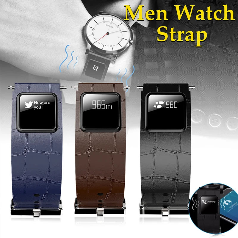 

22mm Smart Wristband Strap Leather with Frame for H1 Watch Waterproof Sleep IOS Androld Alarm bluetooth OLED Display Calories