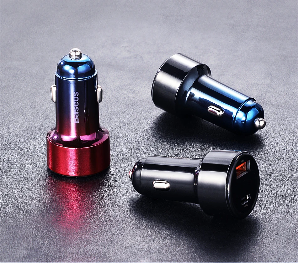 Baseus LED 6A Quick Charge 4.0 3.0 USB Car Charger For Xiaomi mi 9 Huawei P30 Pro QC4.0 QC3.0 Fast PD Car Charging Phone Charger
