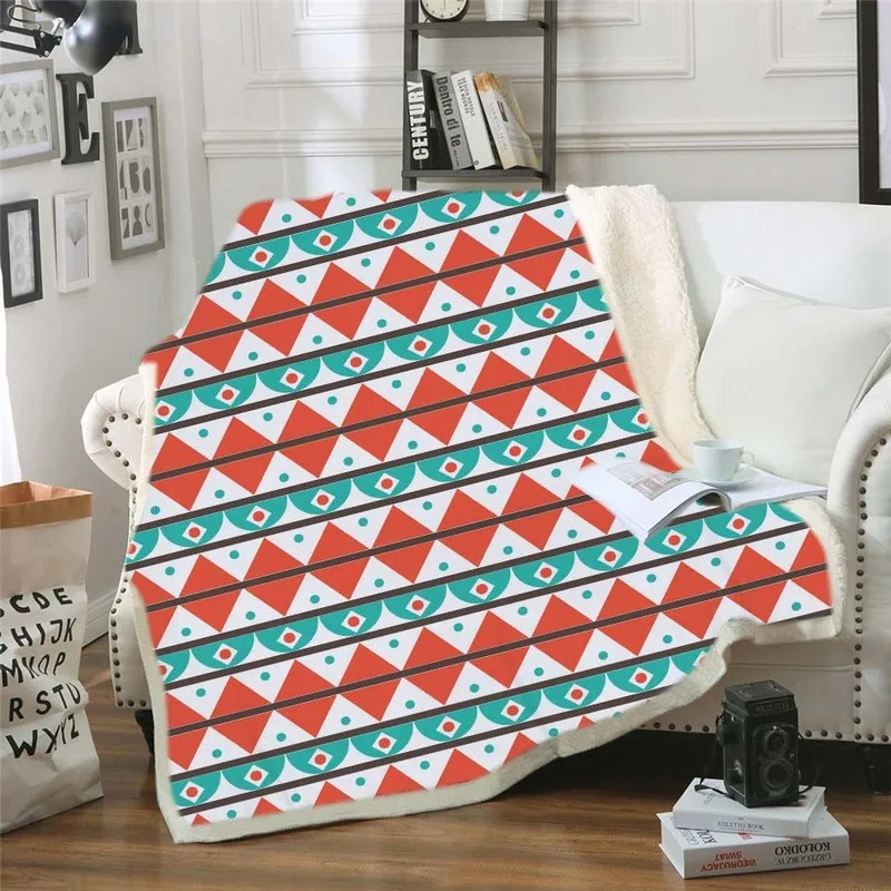 

3d Pattern Indian Geometric Elements Warm Sherpa Blanket Mandala Funny Gift Blanket Home Decor Bedroom Travel Blankets