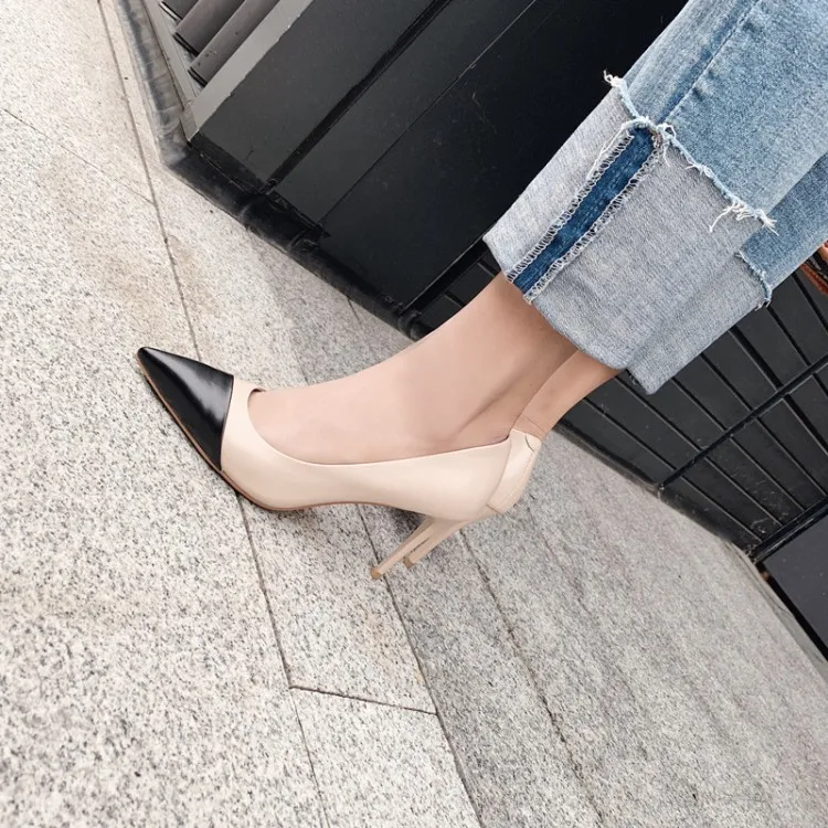 Big Size 9 10 11 12 ladies high heels women shoes woman pumps Colour-matched pointed shallow-mouth slim-heeled shoes